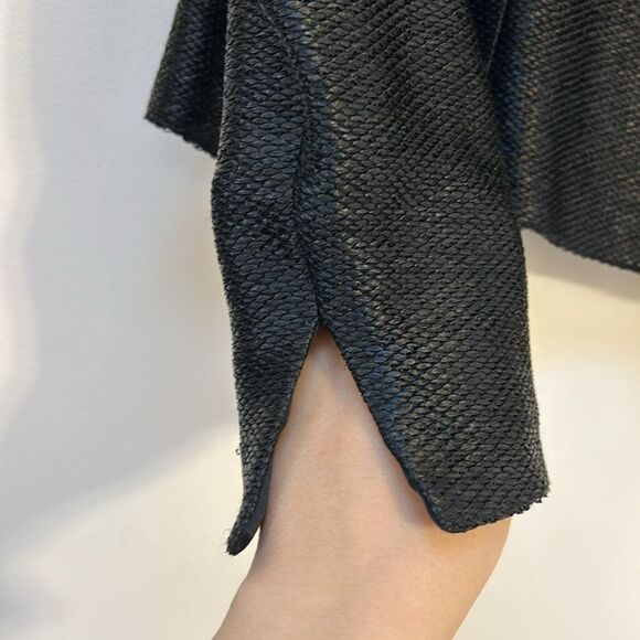 Akris Blazer Jacket Cropped Structured Collarless Shine Woven Twill Moto Size 10 - Picture 3 of 11